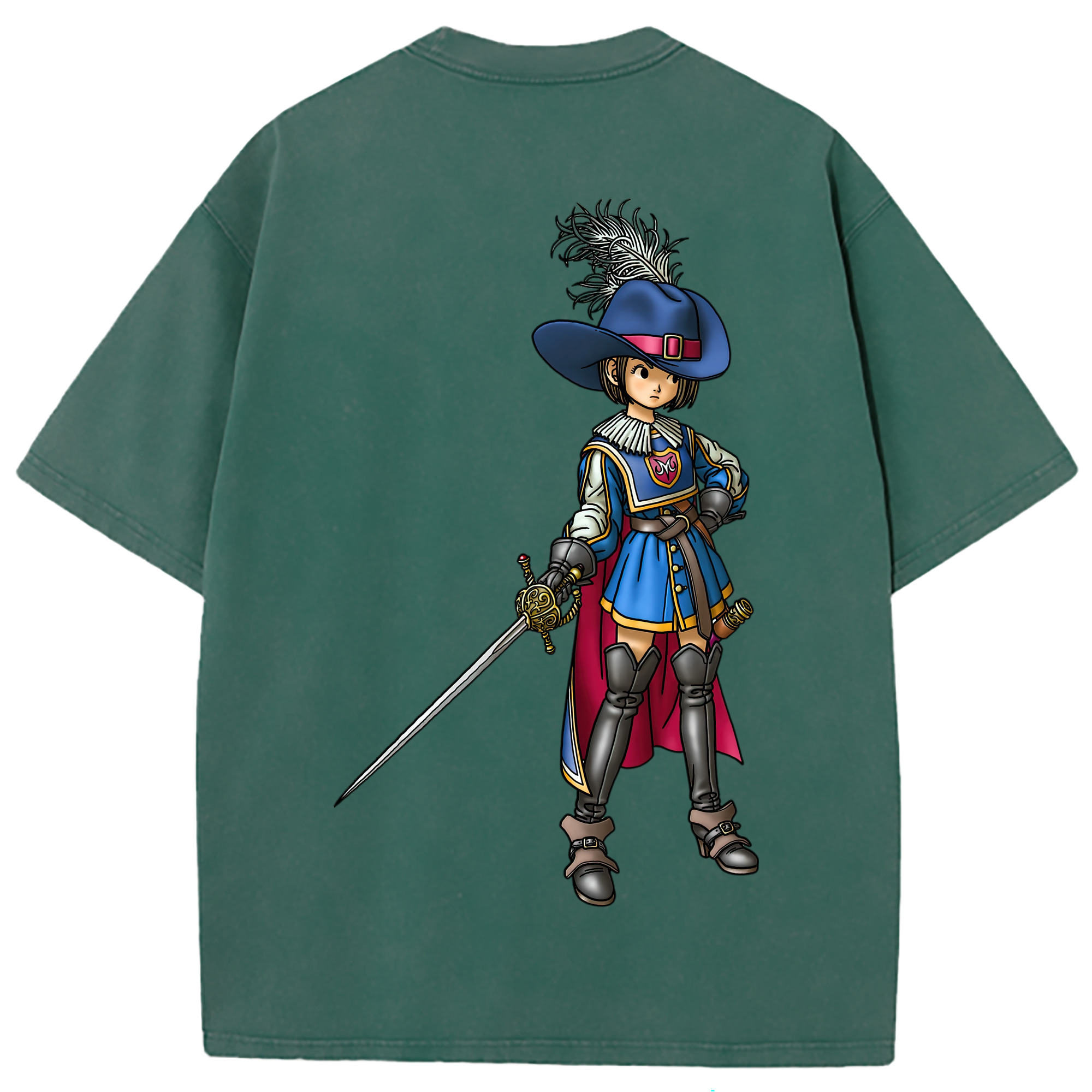 （画像用） ドラゴンクエスト Doragon Kuesuto Dragon Quest 綿100% ヴィンテージ風 半袖Tシャツ（背面プリント）